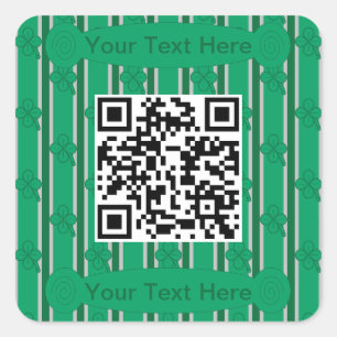 Sticker Carré Amusants et fantaisie 4 feuilles de trèfle QR Code