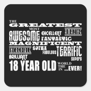 Sticker Carré Amusement cool 18e fête d'anniversaire Plus grand
