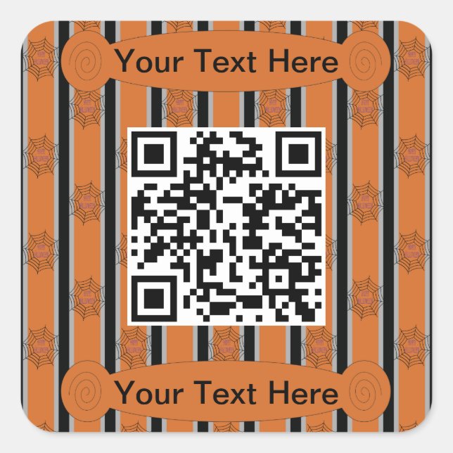 Sticker Carré Amusement et fantaisie Halloween Spider Web QR Cod (Devant)
