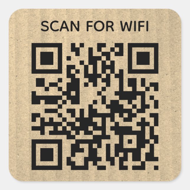 Sticker Carré Analyser pour connecter Wifi QR Code Carton rustiq (Devant)