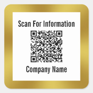 Sticker Carré Analyser QR Code Nom de société Gold et White Mo