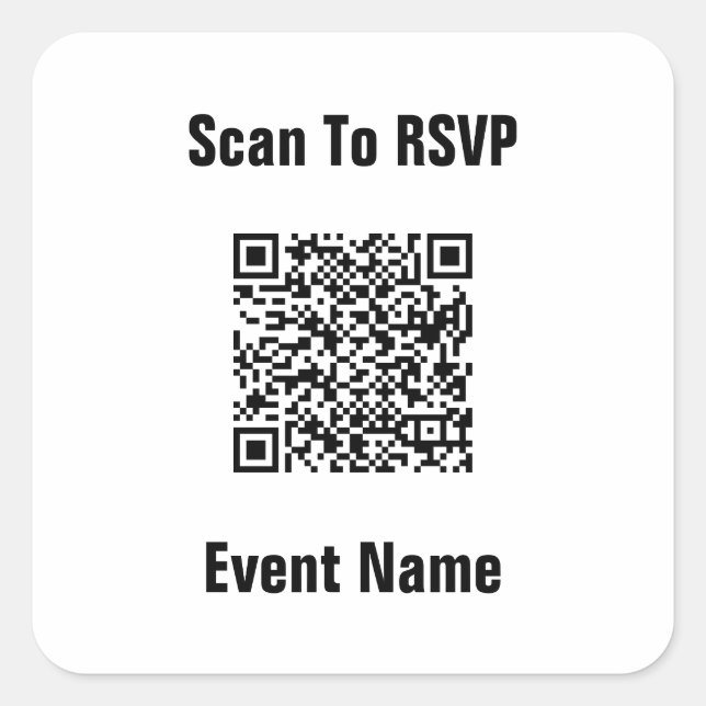 Sticker Carré Analyser vers RSVP Nom d'événement Texte Code QR M (Devant)