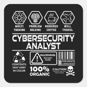 Sticker Carré Analyste de cybersécurité
