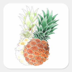 Sticker Carré Ananas, couple doux,