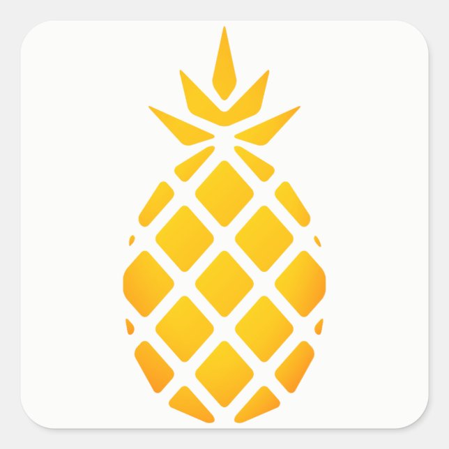 Sticker Carré Ananas hawaïen au crayon d'or (Devant)