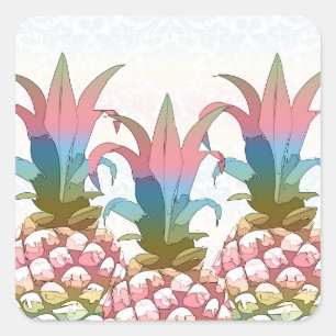 Sticker Carré Ananas Pastel Gradient ID246