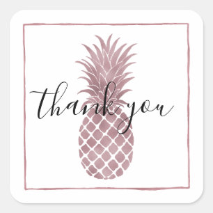 Sticker Carré Ananas rose