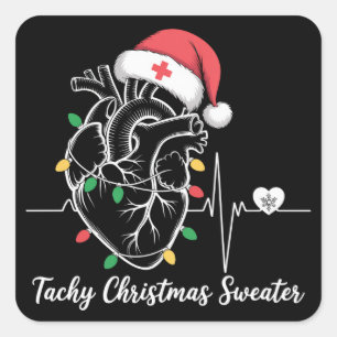 Sticker Carré Anatomie du cœur Noël Infirmière Cardiaque Tachy N
