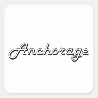 Sticker Carré Anchorage Alaska Classic Retro Design