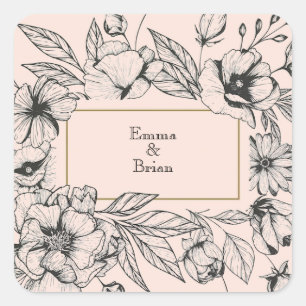 Sticker Carré Ancien cadre floral