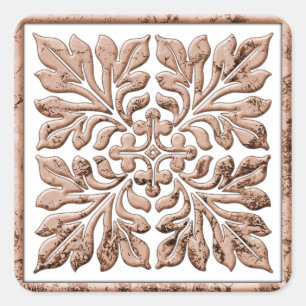 Sticker Carré Ancien cool de tuiles anglais estampillé brun