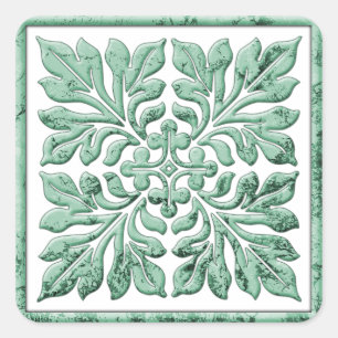 Sticker Carré Ancien cool de tuiles anglais pâle vert