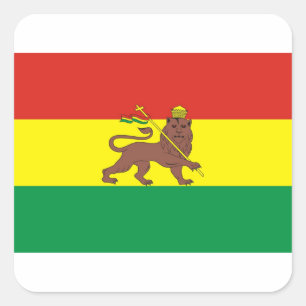 Sticker Carré Ancien drapeau éthiopien avec Lion de Juda