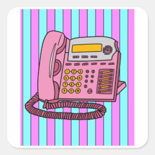 Sticker Carré Ancien téléphone rétro