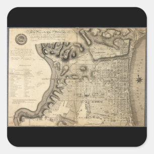 Sticker Carré Ancienne carte de Philadelphie Pennsylvanie de 179