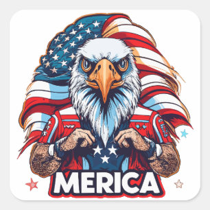 Sticker Carré Anciens Combattants Drapeau américain Merica Aigle