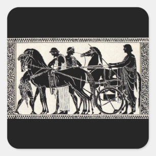 Sticker Carré anciens hommes et chevaux romains