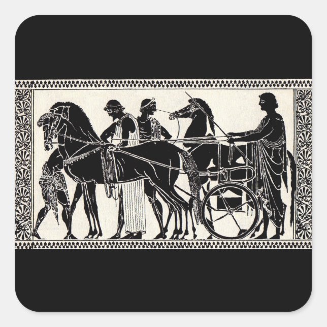 Sticker Carré anciens hommes et chevaux romains (Devant)