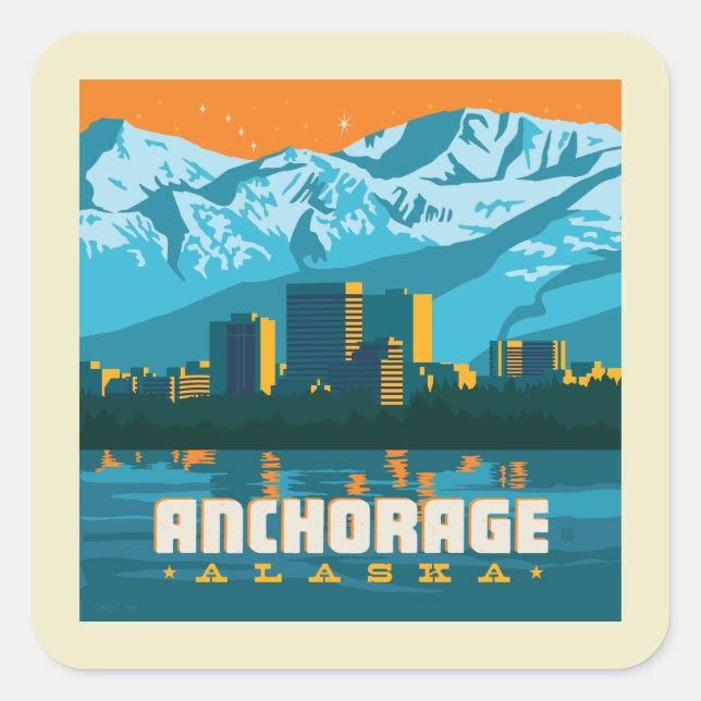 Sticker Carré Ancrage, Alaska (Devant)
