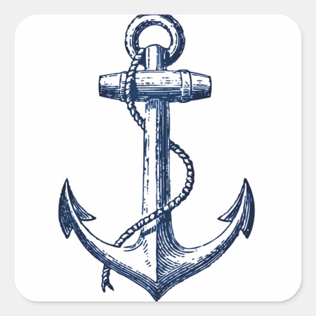 Sticker Carré Ancre bleu marine (Devant)