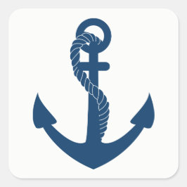 Sticker Carré Ancre nautique Marine Blue Sailor Beach Mariage