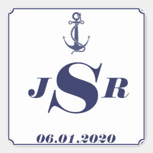 Sticker Carré Ancre nautique sur le monogramme de marine