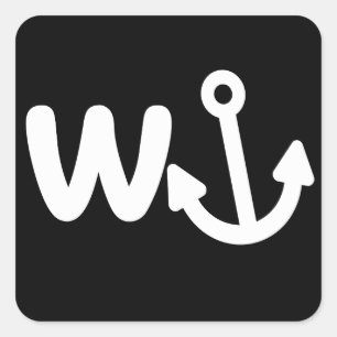 Sticker Carré ancre wanker w