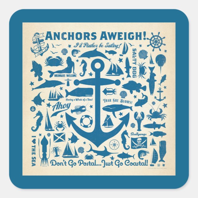 Sticker Carré Ancres Aweigh ! (Devant)