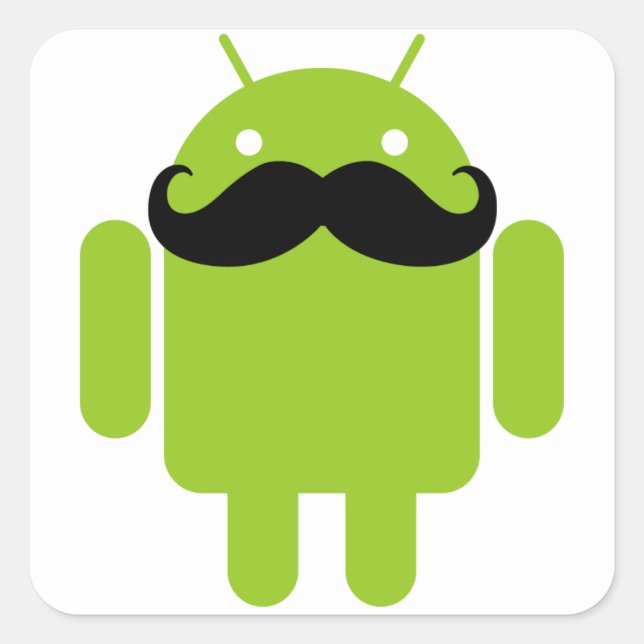 Sticker Carré Android Robot Moustache (Devant)
