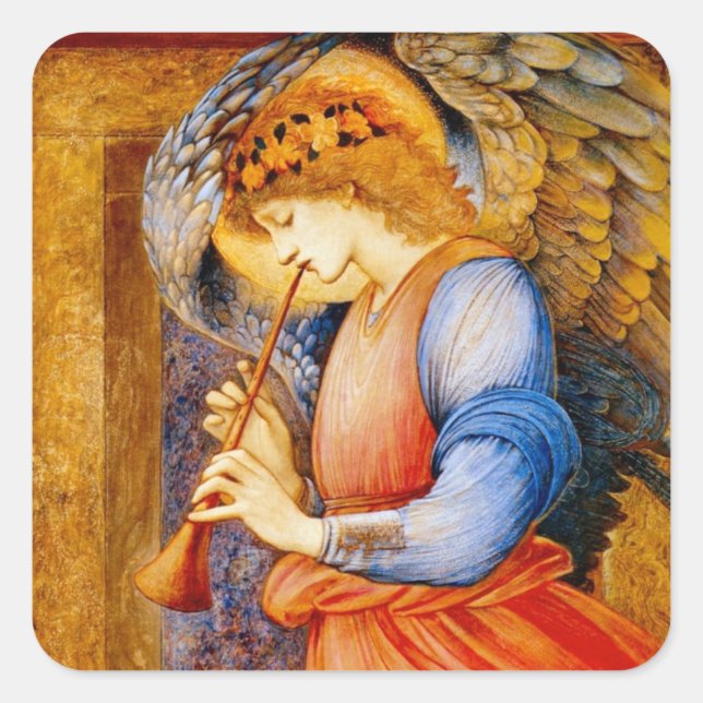 Sticker Carré Ange avec trompette (Devant)