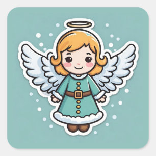 Sticker Carré Ange de Noël flottant