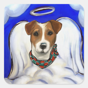 Sticker Carré Ange Jack Russell Terrier