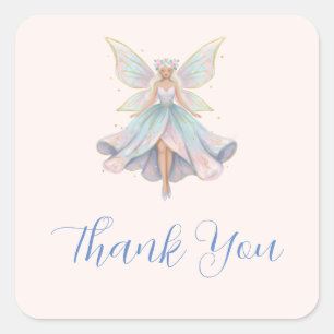 Sticker Carré Ange Magique Fée Couleurs Pastel Merci