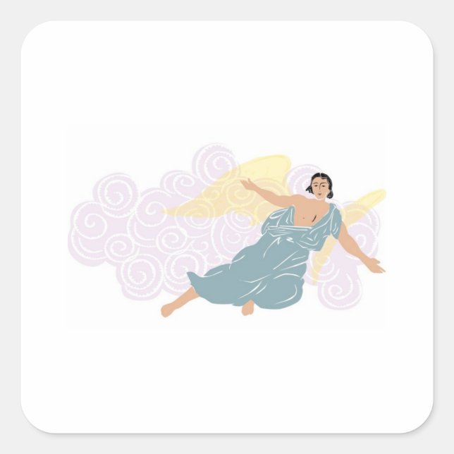 Sticker Carré Ange mâle devant les nuages violets (Devant)