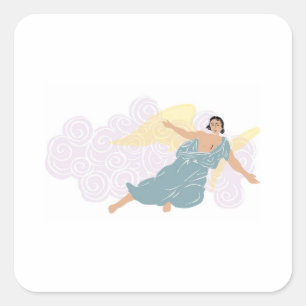 Sticker Carré Ange mâle devant les nuages violets