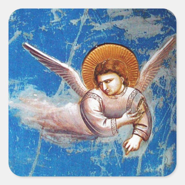 STICKER CARRÉ ANGE VOLANT DANS LE CIEL BLEU, FÊTE DE VACANCES DE (Devant)