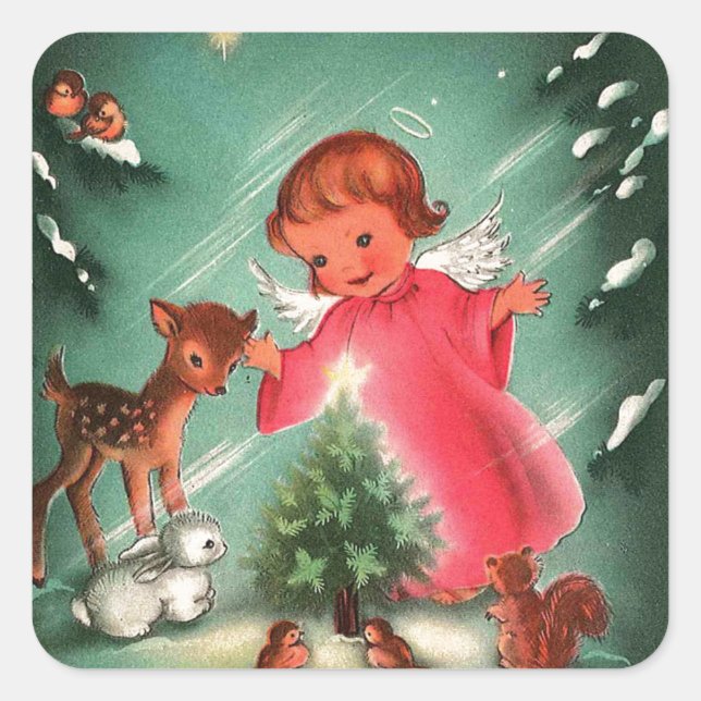 Sticker Carré Angel En Forêt (Devant)