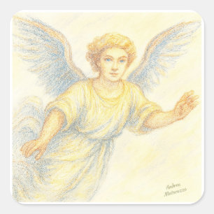 Sticker Carré Angel en vol avec le sourire