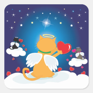 Sticker Carré Angel Kitties - Avec l'amour du ciel