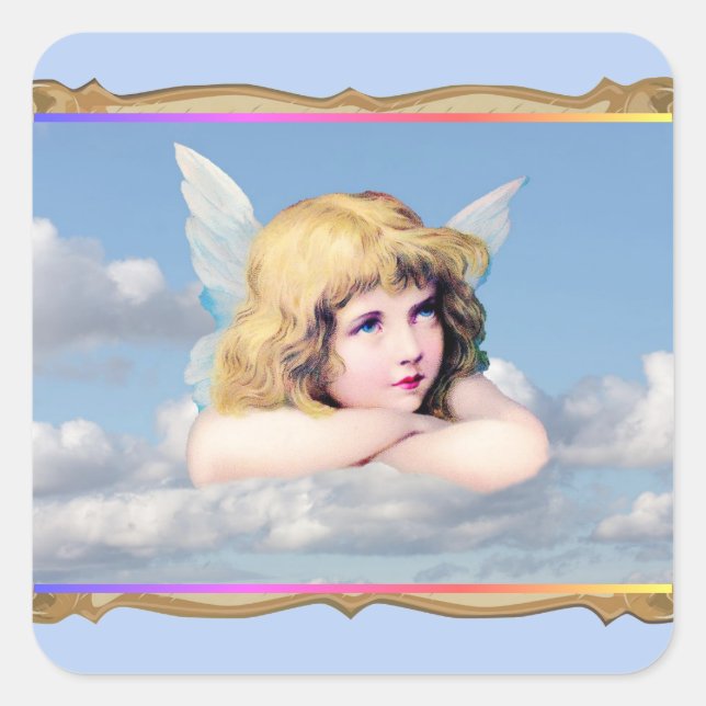 Sticker Carré Angel Reposé Sur Un Nuage (Devant)