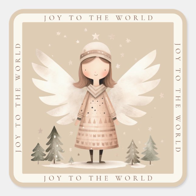 Sticker Carré Angel rustique beige (Devant)