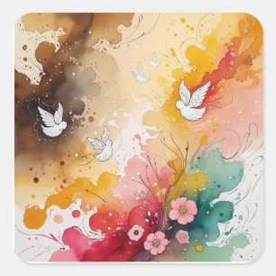 Sticker Carré Anges abstraits