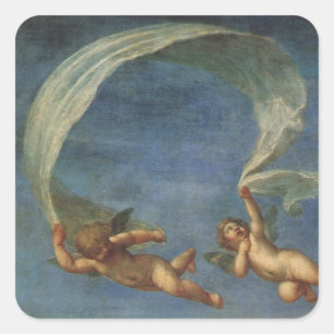 Sticker Carré Anges Détail d'Adonis conduit par des Cupidons par