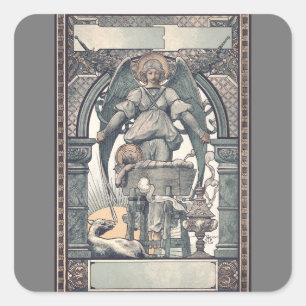 Sticker Carré Anges gardiens avec l'enfant Jésus