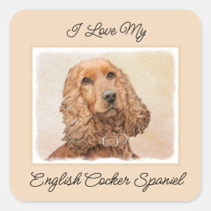 Sticker Carré Anglais Cocker Peinture Espagnole - Art Chien orig