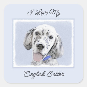 Sticker Carré Anglais Setter Blue Belton Peinture Chien Art