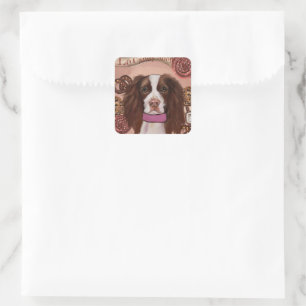 Sticker Carré Anglais Springer Spaniel