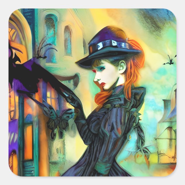 Sticker Carré Anglaise Femme du milieu du siècle (Devant)