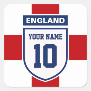 Sticker Carré Angleterre Allegiance Fans - Nom personnalisable N