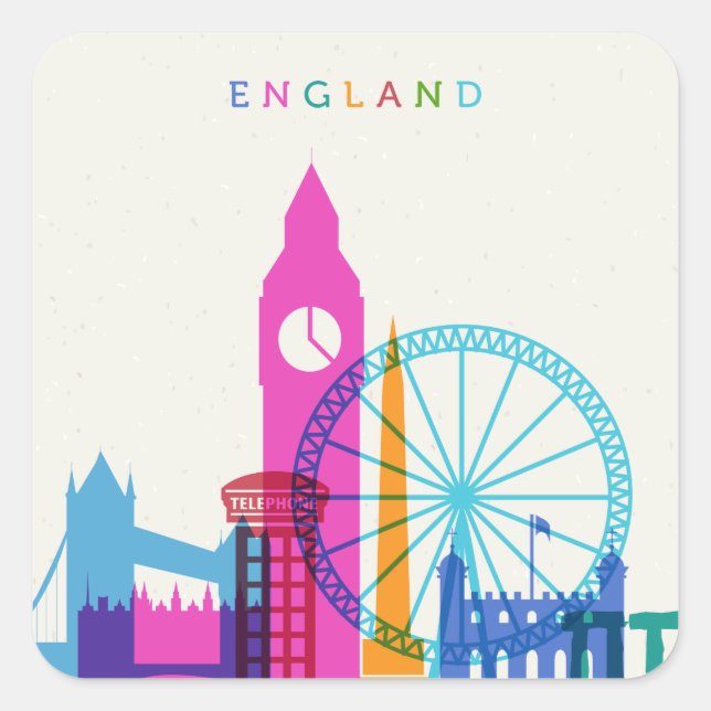 Sticker Carré Angleterre Skyline (Devant)